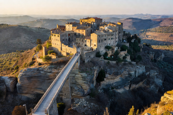 Civita di Bagnoregio Italian hill town connected by footbridge